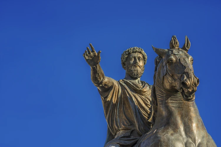 Een standbeeld van Marcus Aurelius in Rome.