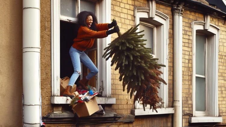 Je kunt je kerstboom ook bij het GFT-afval gooien. Het is dan wel belangrijk dat je alle versiering uit de boom haalt.