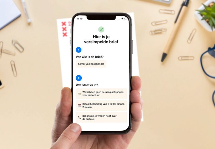 De app vat je brief in een paar seconden samen.