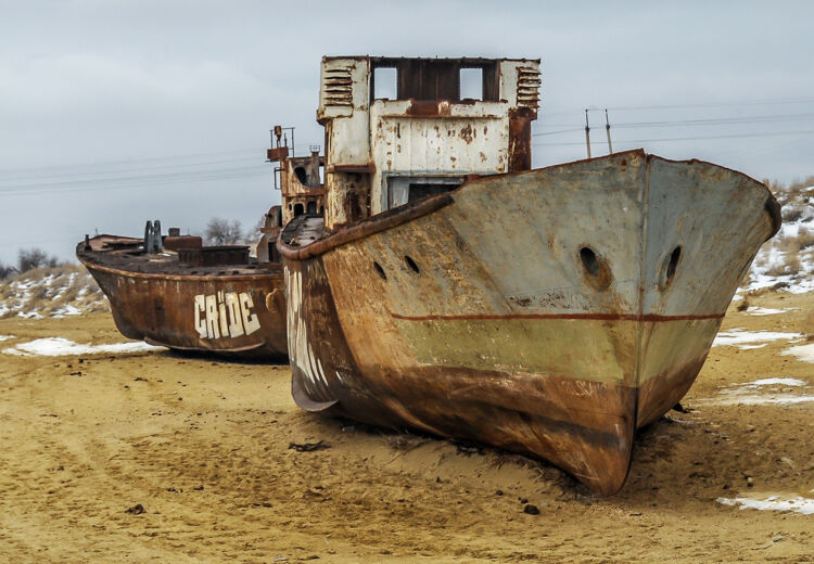 Het Aralmeer was in 2005 nog zo goed als uitgedroogd.