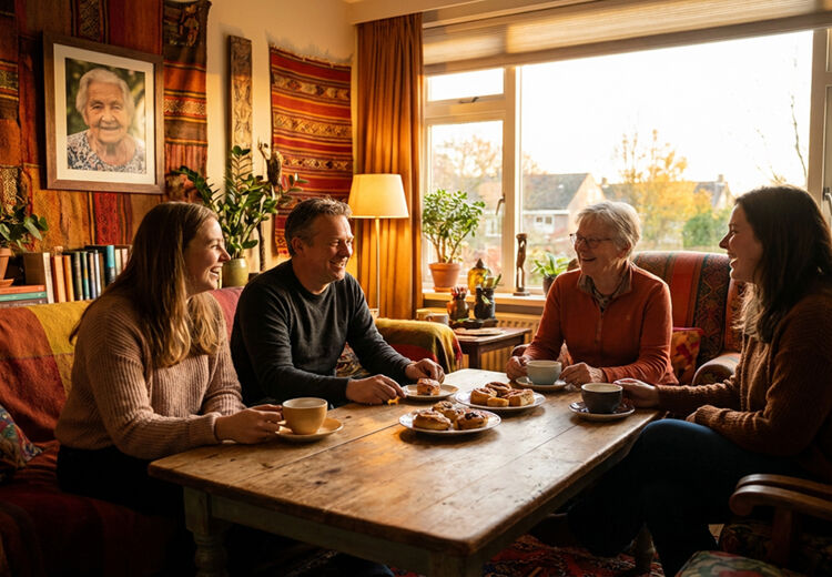Samen koffie drinken en herinneringen delen helpt om iemand dichtbij te blijven voelen.
