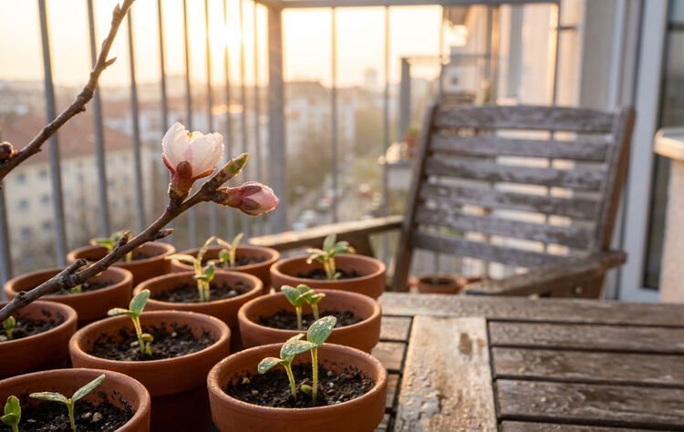 Sommige bloemen draaien hun knoppen langzaam naar het licht, zodat ze beter kunnen groeien op een balkon.
