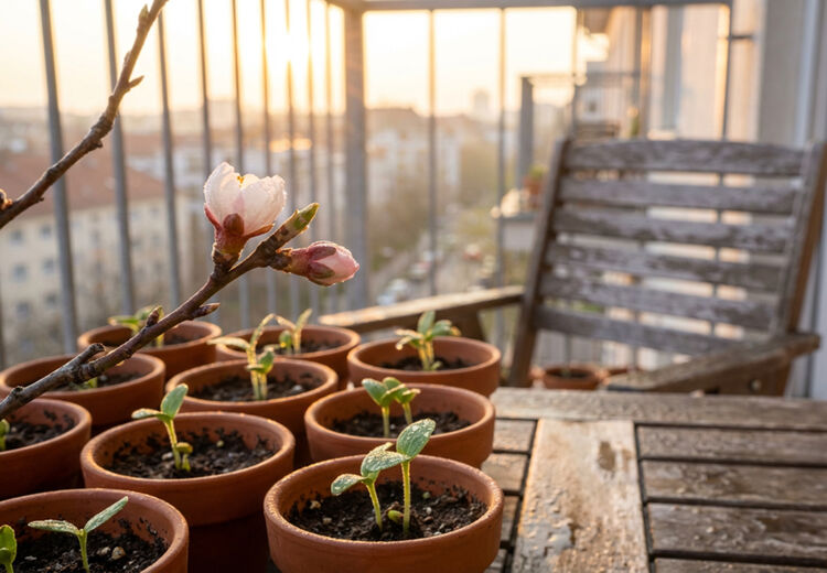 Sommige bloemen draaien hun knoppen langzaam naar het licht, zodat ze beter kunnen groeien op een balkon.