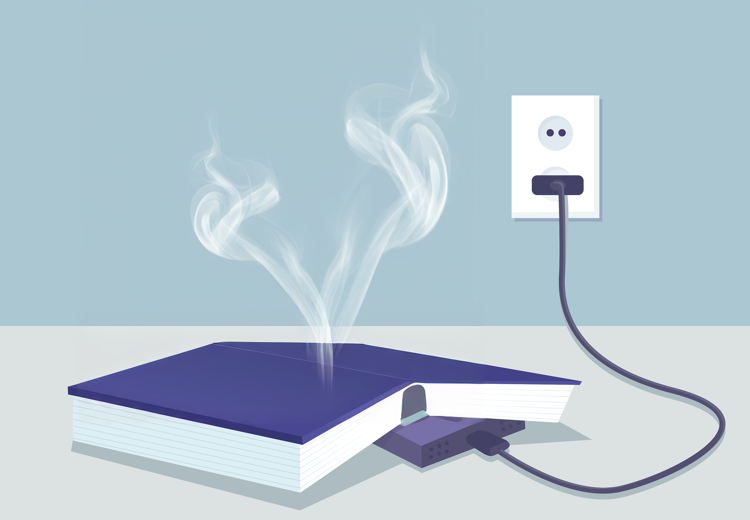 Het is belangrijk dat het apparaat de warmte goed kwijt kan. Bedek het dus niet met een kussen, deken of boek.