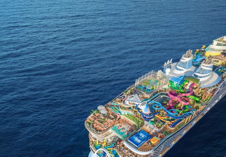 De Icon of the Seas is zo groot dat het zelfs een eigen wijk aan boord heeft met planten, winkels en speeltuinen.