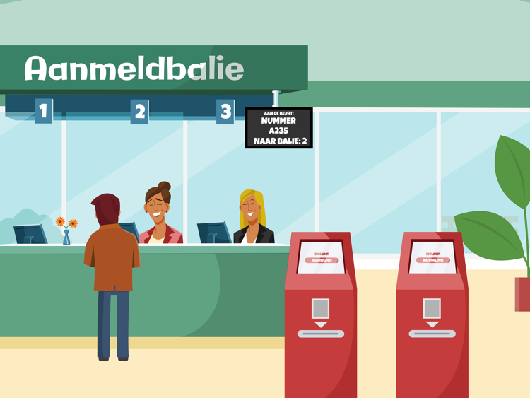 Je moet je eerst aanmelden bij de aanmeldbalie. Deze vind je bij de hoofdingangen van het ziekenhuis.