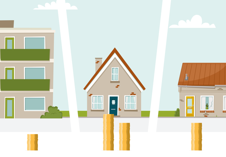 In alle vier grote steden zijn meer huurwoningen dan koopwoningen.