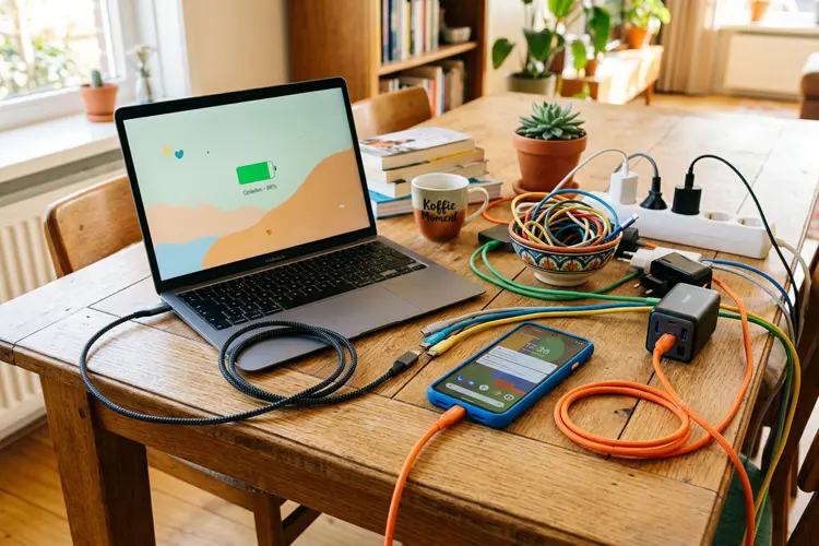 Een moderne USB C oplader kan vaak zelf herkennen of hij een telefoon, tablet of laptop oplaadt.