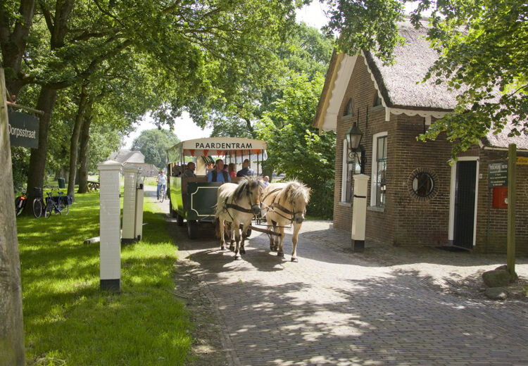 Orvelte is een dorpje in Drenthe met mooie oude huisjes. Je kan met een paardentram door het dorp rijden.