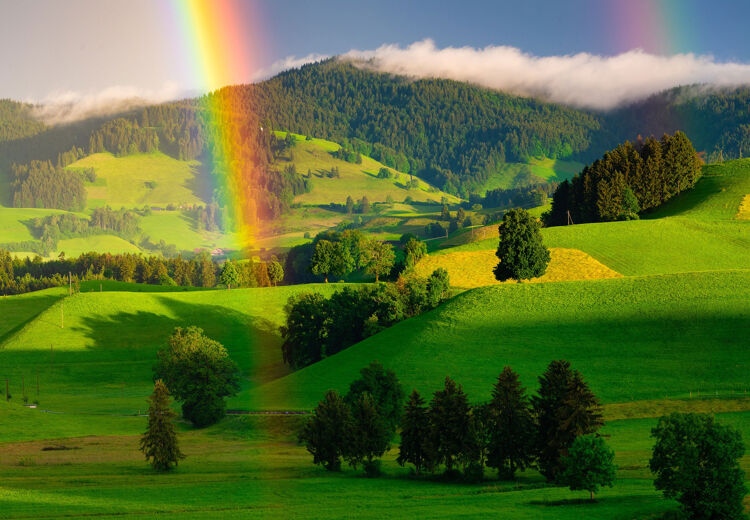 Soms zie je zomaar een dubbele regenboog!