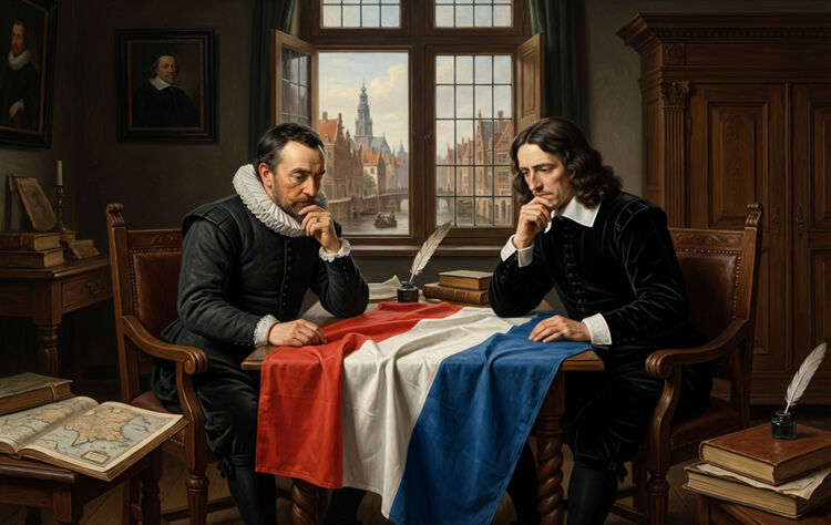 Vlaggen werden vroeger vaak van wol of linnen gemaakt. Rode verf vervaagde soms zo snel dat de vlag bijna oranje leek.