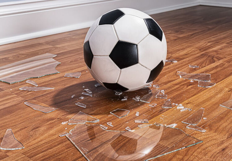 Wat moet je doen als je een bal door een ruit schiet?