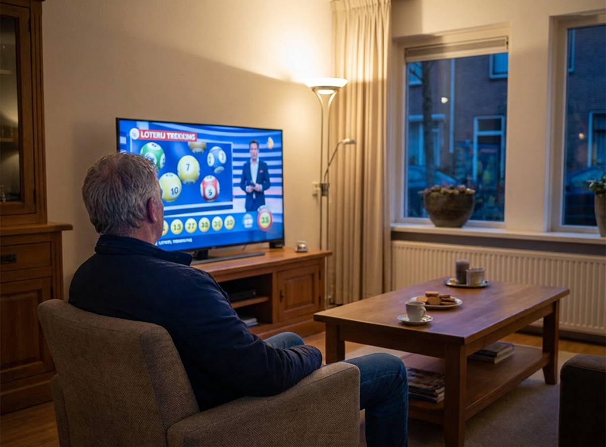 Tim op de bank voor een televisie vol verleiding. Tim op de bank voor een televisie vol verleiding.