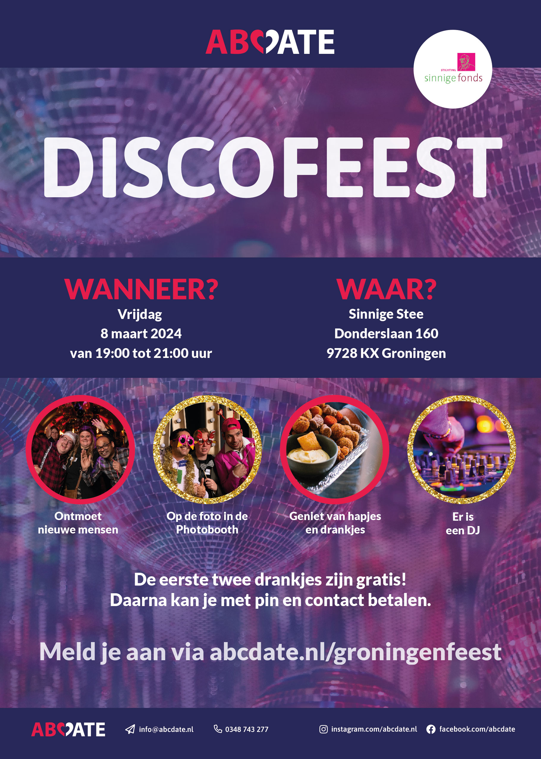 Gratis naar het Discofeest van ABCDate en ABCMaatje in Groningen