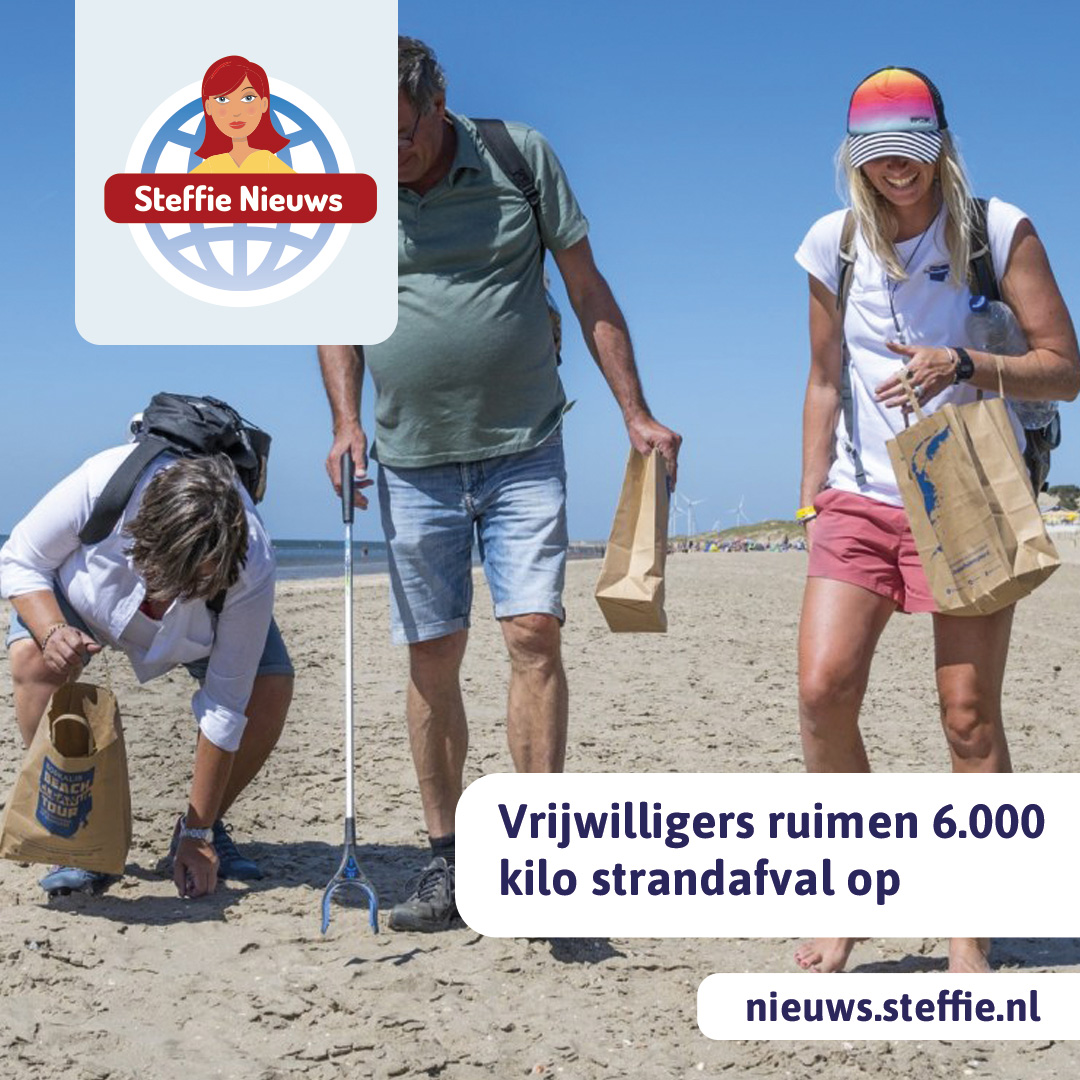 Vrijwilligers ruimen strand op